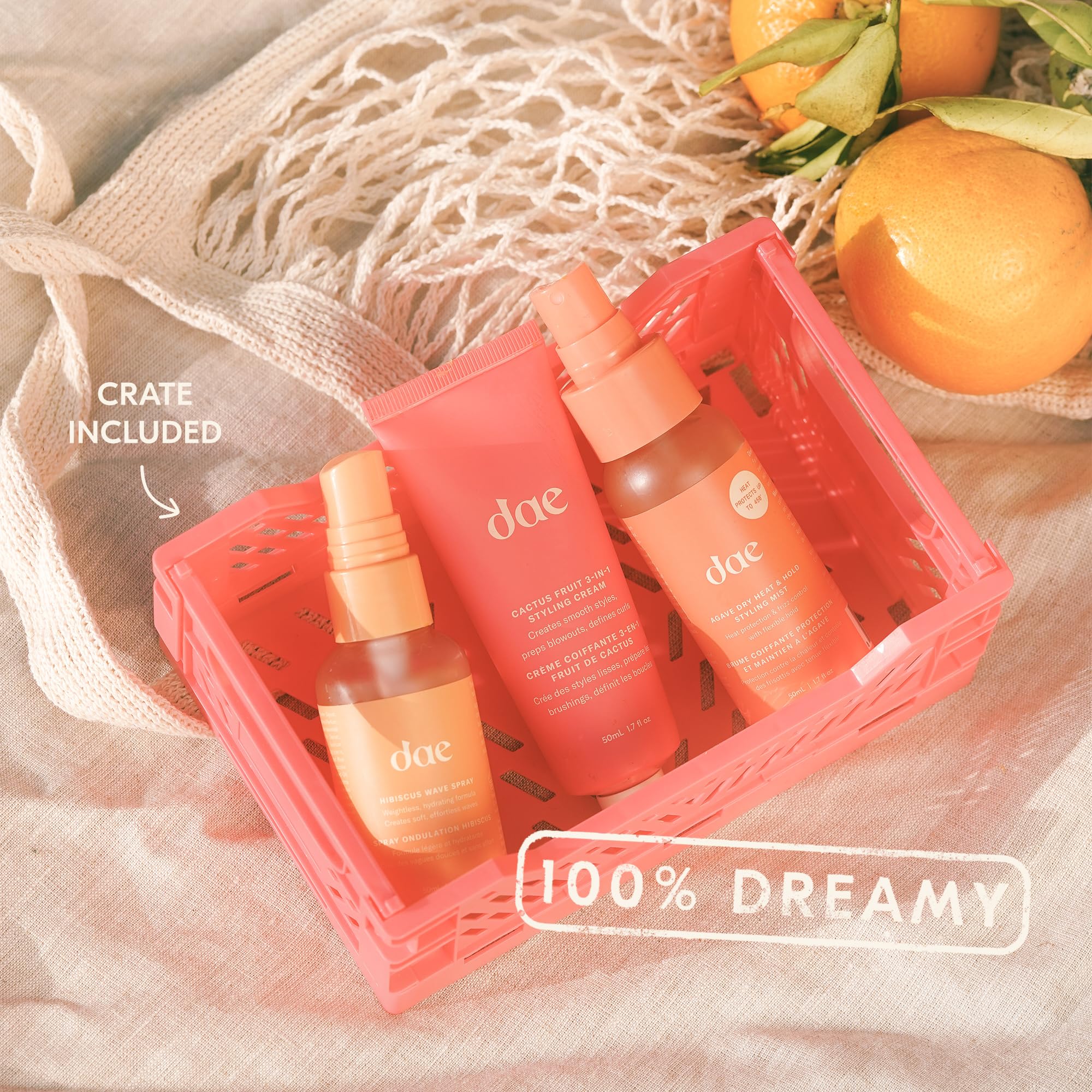 DAE 3-In-1 Styling Cream - Smooths Styles, Adds Shine (Styling Trio Set) | Includes 3-1 styling cream for sleek styles, wave spray for instant texture, dry heat mist for protection