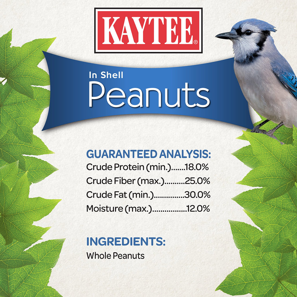 Kaytee Whole Peanuts in Shell for Cardinals, Blue Jays, Woodpeckers and Other Outside Wild Birds, Two 5 Pound Bags