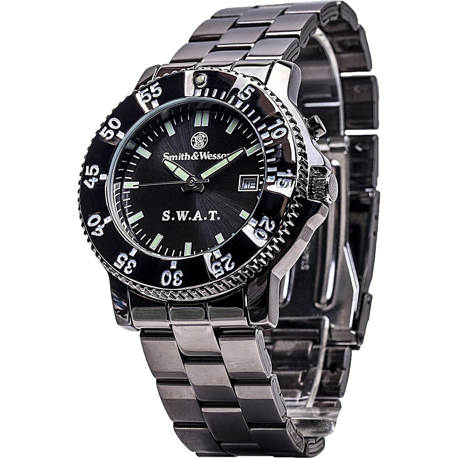 Buy now Smith & Wesson Men's S.W.A.T. Watch, 3ATM, Stainless Steel Caseback, Glowing Hands, Back Glow, Tactical Watch, Precision Quart, Scratch Resistant, 40mm, Christmas Gift Default at indiglob india