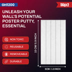 GH1200 Sticky Tack Putty - Poster Putty for Walls no Damage with Strong Adhesive to Hang Pictures, Posters & Decorations Reusable & Removable Mounting Putty (56g x 2 PCs)
