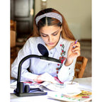 Buy now Magnifying Glass with Light and Stand-5X 10X Magnifying Lamp, Magnifying Glass for Reading, Desk Lamp with Magnifier for Close Work (Black) at indiglob india