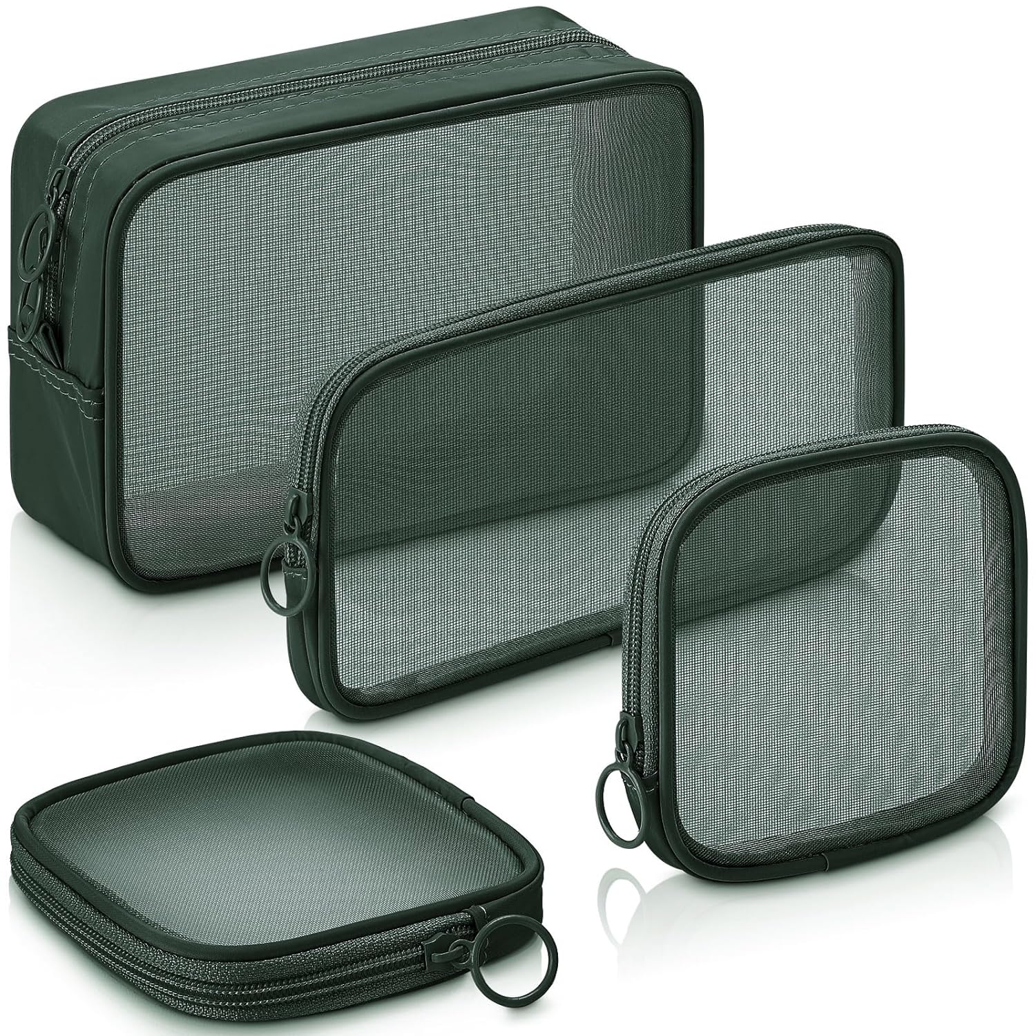 Buy now Weewooday 4 Pcs Mesh Makeup Bag Mesh Cosmetic Bag Travel Toiletry Pouch with Zipper Mini Makeup Cosmetic Purse for Daily Accessory(Small,Black) Small, Large, Medium Olive Green at indiglob india