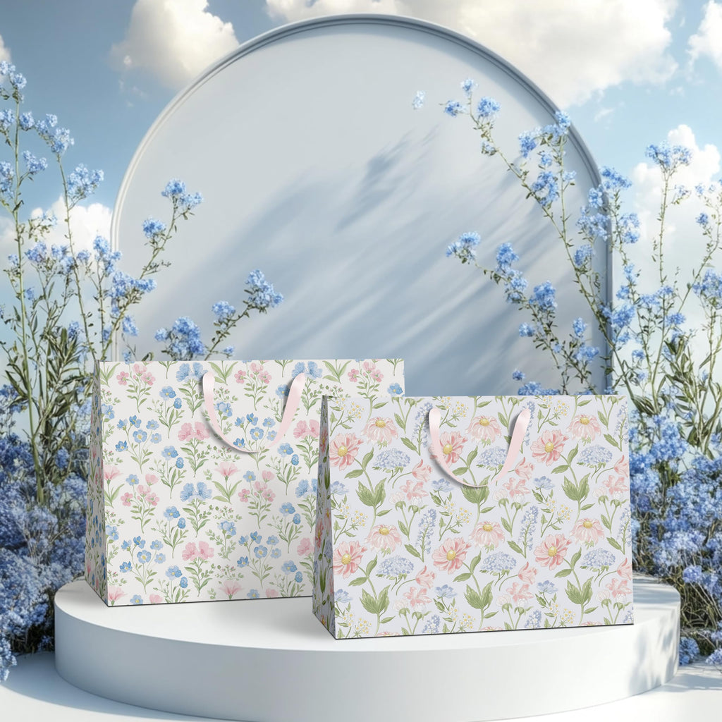 slapaflife Gift Bags Set of 2,Large 13" Gift Bag with Tissue Paper,Floral Gift bag Includes Matching Tissue Paper,Card and Envelope,Perfect For Presents of Any Special Occasion