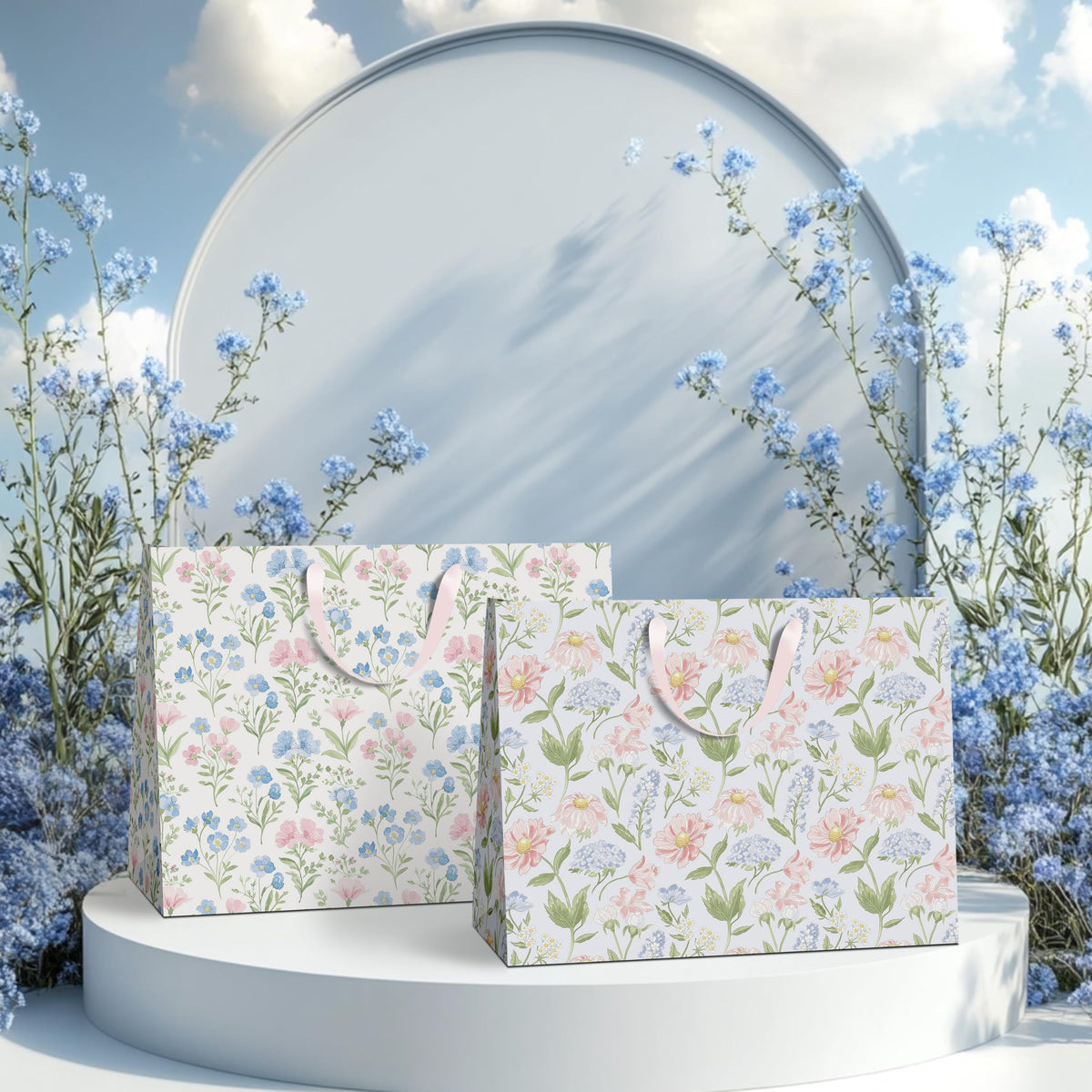slapaflife Gift Bags Set of 2,Large 13" Gift Bag with Tissue Paper,Floral Gift bag Includes Matching Tissue Paper,Card and Envelope,Perfect For Presents of Any Special Occasion