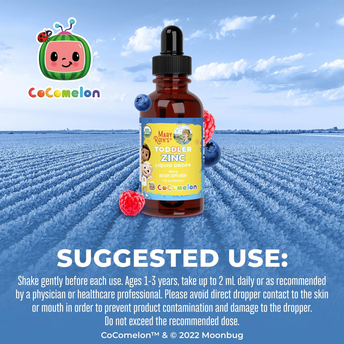 MaryRuth's Cocomelon Toddler Liquid Zinc, Sugar Free, Vegan, 1 Fl Oz