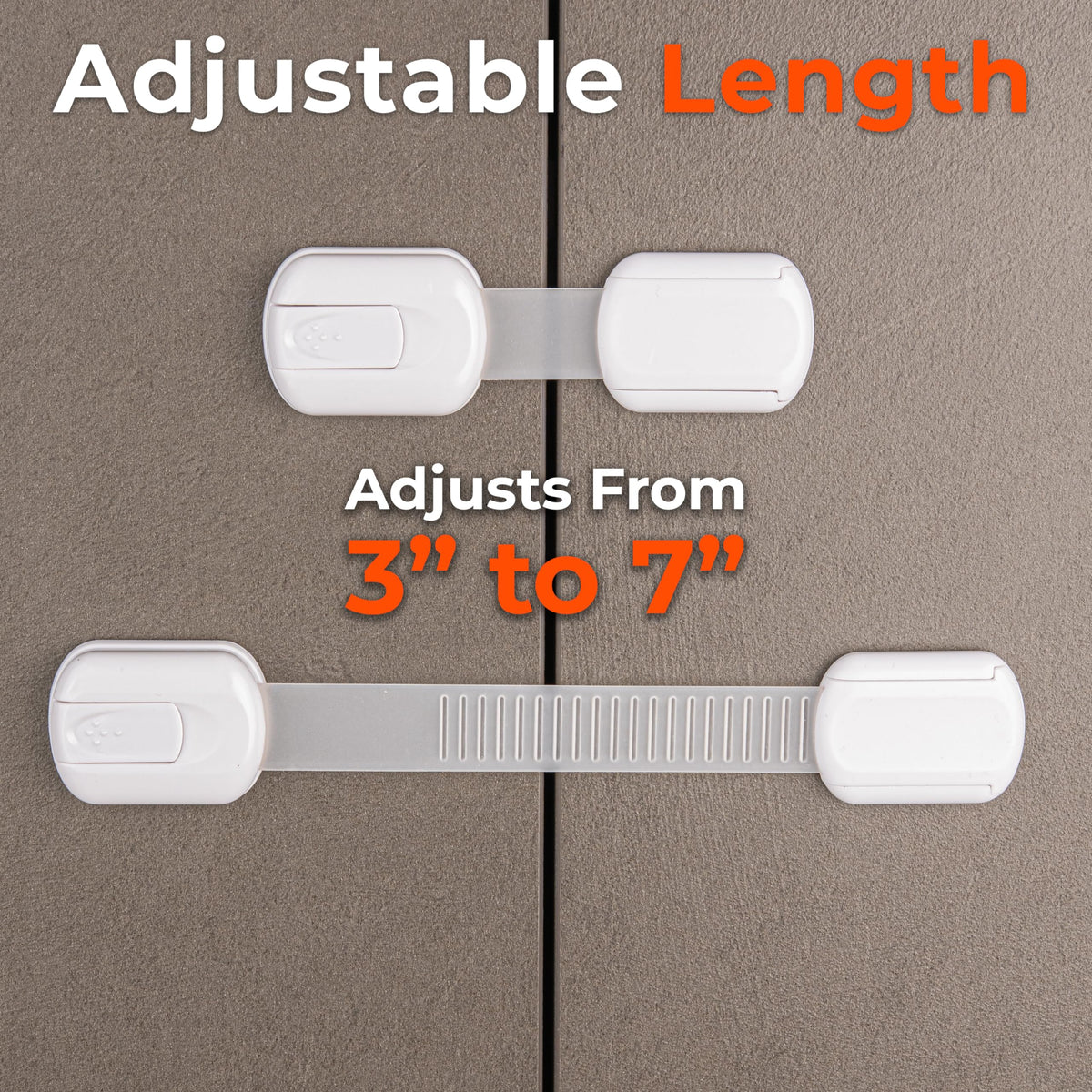 2-Pack Child Proof Fridge Lock with Adhesive - Adjustable Baby Proofing Straps - Refrigerator Lock for Kids - Freezer Latch to Keep Door Closed - for Toddlers, Cats, & Dogs - Universal Compatibility