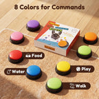 8 Color Voice Recording Button, Dog Buttons for Communication Pet Training Buzzer, 30 Second Record & Playback, Funny Gift for Study Office Home - 8 Color Packs