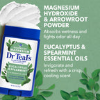 Dr Teal's Aluminum-Free Deodorant, Eucalyptus & Spearmint with Essential Oils, 2.5 oz (Pack of 3)