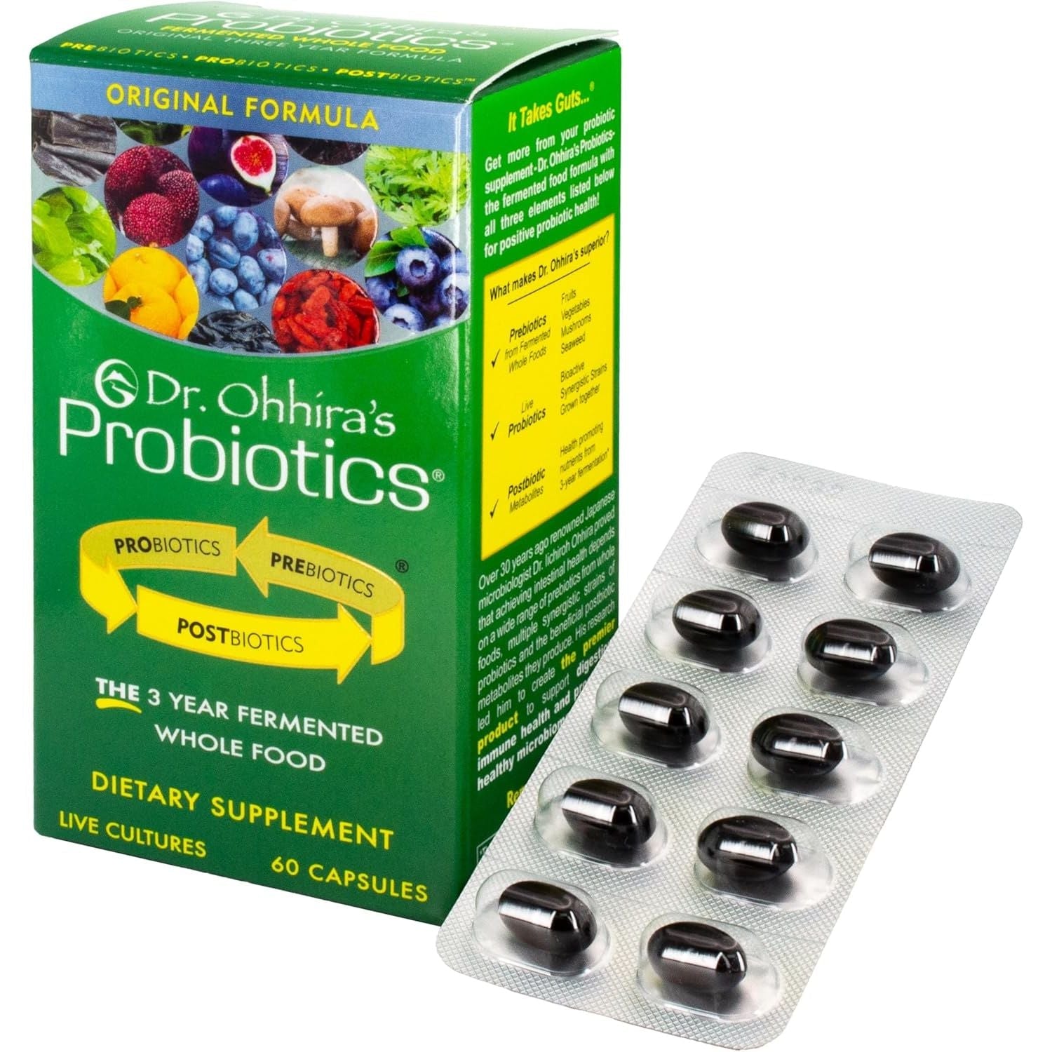 Buy now Dr. Ohhiraâ€™s Probiotics Original Formula with 3 Year Fermented Prebiotics, Live Active Probiotics and The only Product with Postbiotic Metabolites, 30 Capsules 60 Count (Pack of 1) at indiglob india