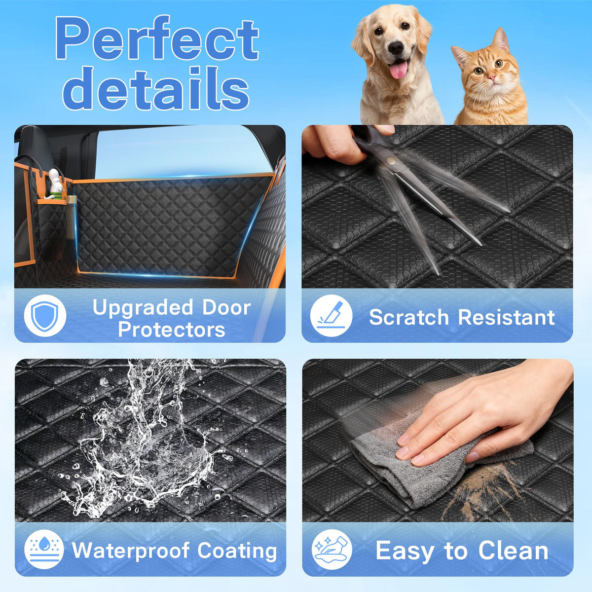 Twesync Dog Seat Cover for Back Seat, Hard Bottom Back Seat Extender, 100% Waterproof & Machine Washable, 600D Heavy Duty, Supports 400lbs for Travel & Camping, Dog Back Seat Pet Cover for Cars