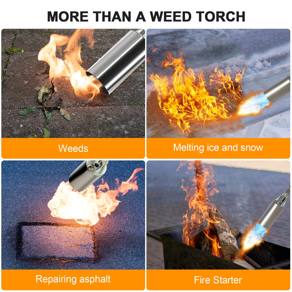 Propane Torch Kit Weed Burner 1,800,000 BTU, Built-in Igniter, 10FT Hose