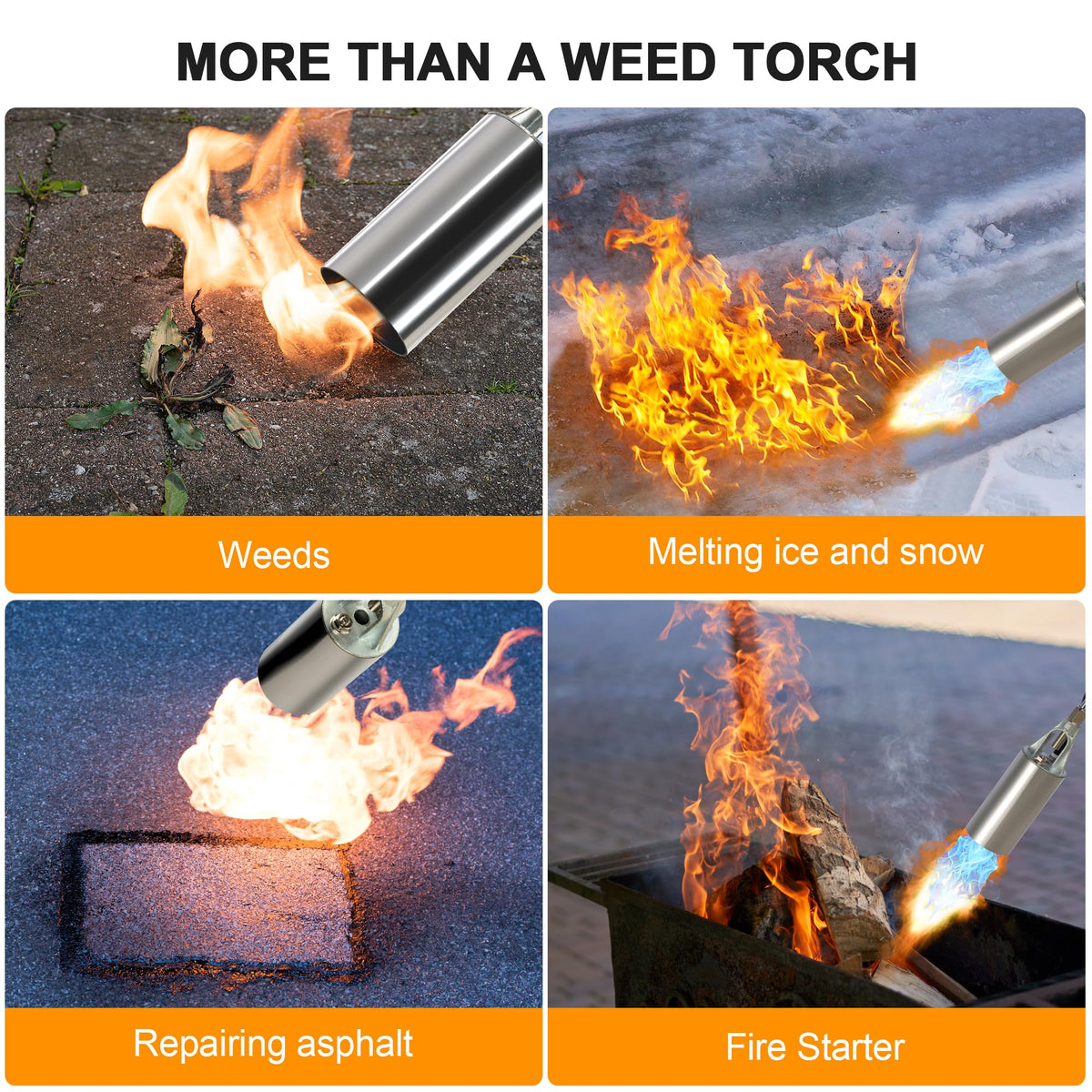 Propane Torch Kit Weed Burner 1,800,000 BTU, Built-in Igniter, 10FT Hose