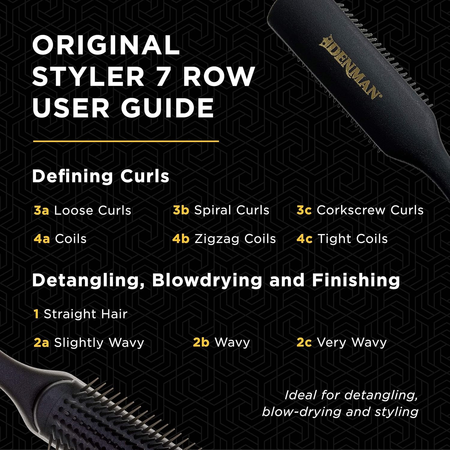 Buy now Denman D3 Original Curl Definer & Styler, Curly Hair Brush for Women & Men â€“ 7 Row Detangling & Curl Defining Brush for Smooth Defined Curls - a precision Styling Brush for straight hair at indiglob india