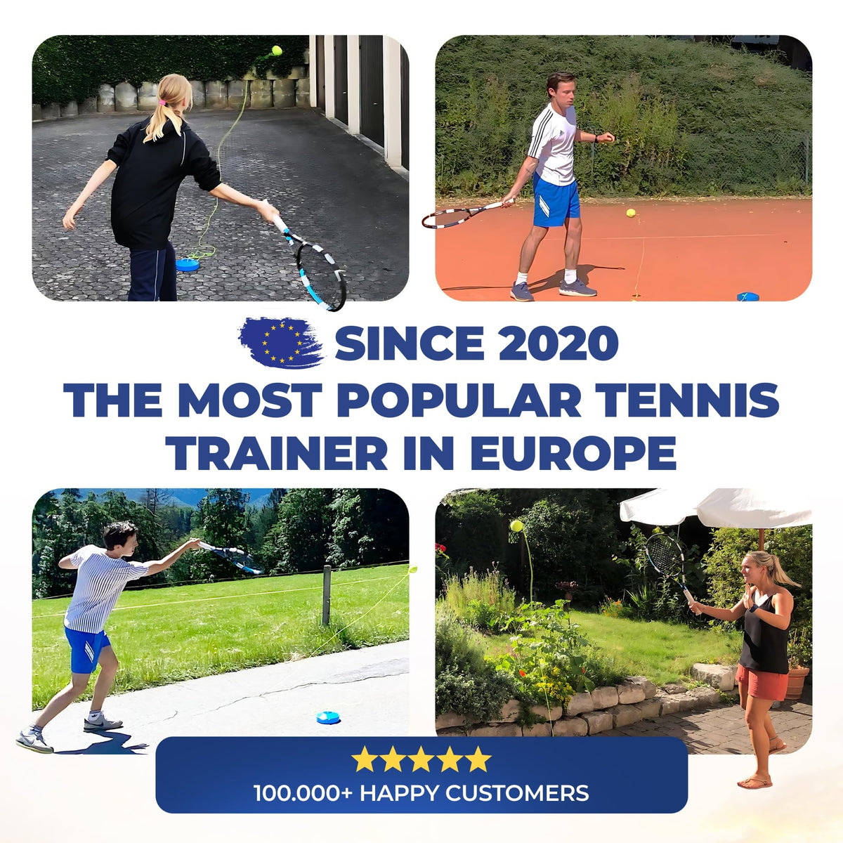 MOVEMATE Tennis-Trainer Set with Wilson® Tennis Ball | Innovative Ball Game for Outdoors, in The Garden, in The Park for Children & Adults | Incl. Transport Bag & Exercise Videos