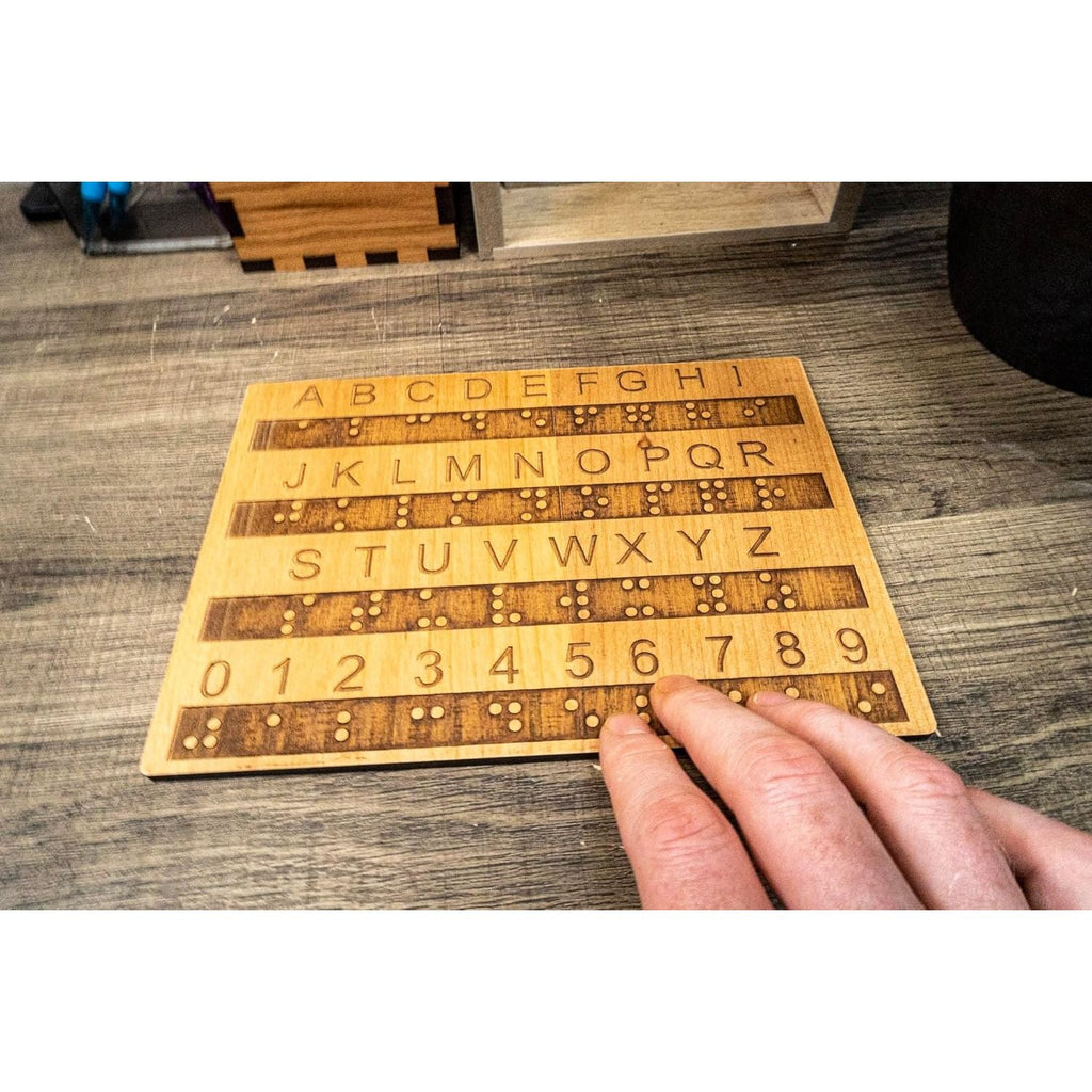 Buy now Creative Escape Rooms Made in USA - Raised Dots Braille Alphabet and Number Wood Board - Learn Braille - Tactile Montessori - Teaching Aid at indiglob india