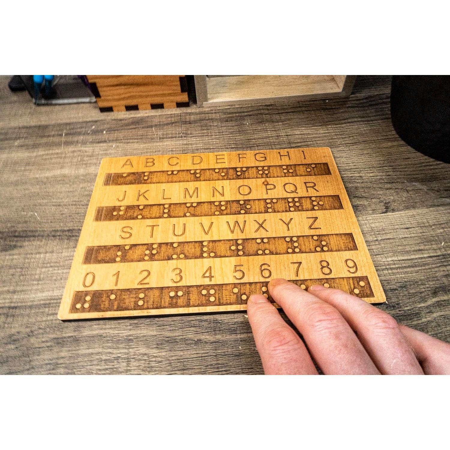 Buy now Creative Escape Rooms Made in USA - Raised Dots Braille Alphabet and Number Wood Board - Learn Braille - Tactile Montessori - Teaching Aid at indiglob india