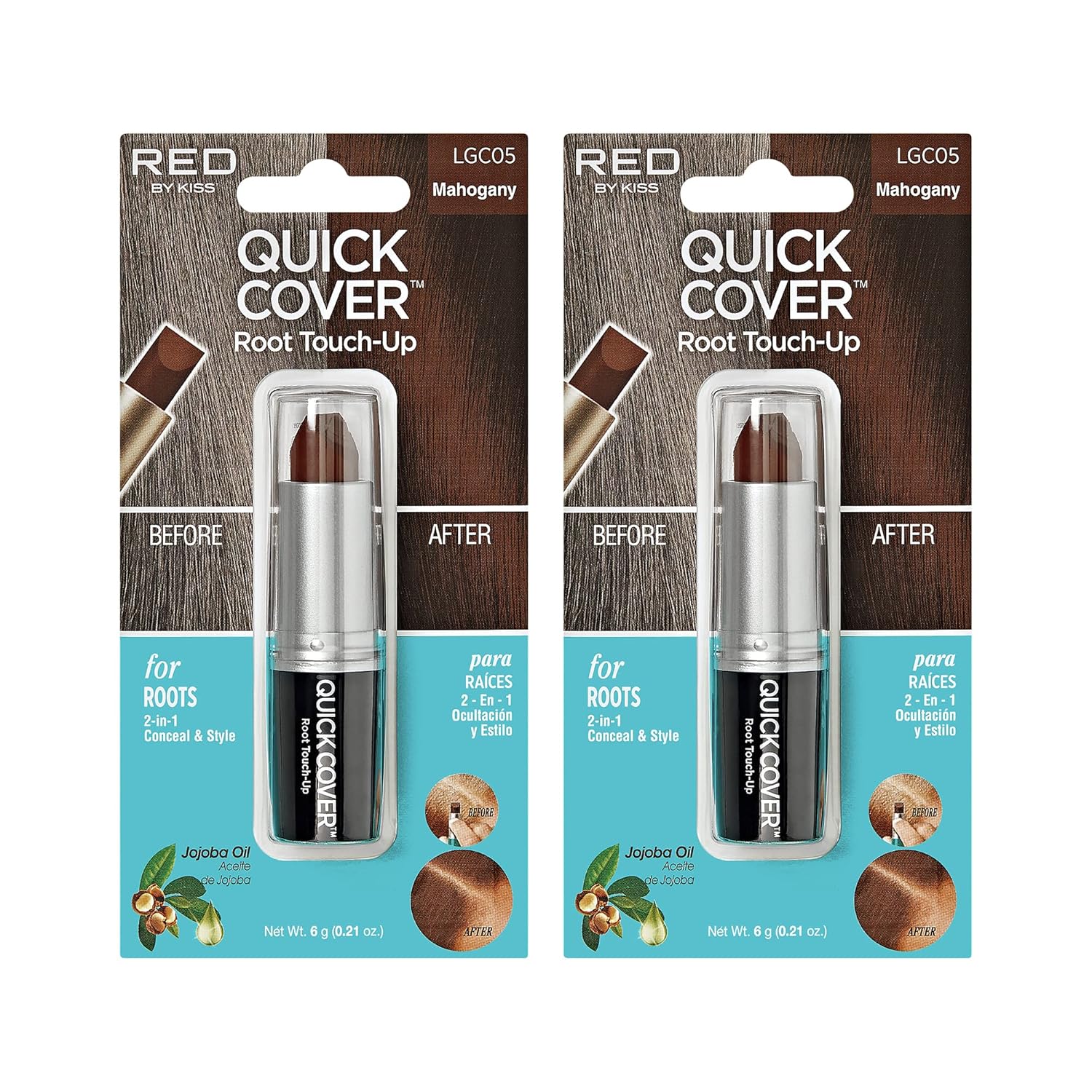 Buy now RED by Kiss Quick Cover Root Touch Up Stick, Water-Resistant Temporary Gray Hair Concealer with Brush for Roots and Beard, Long-Lasting Coverage, Easy Application (2 Pack, Dark Brown) 2 Pack , Mahogany at indiglob india