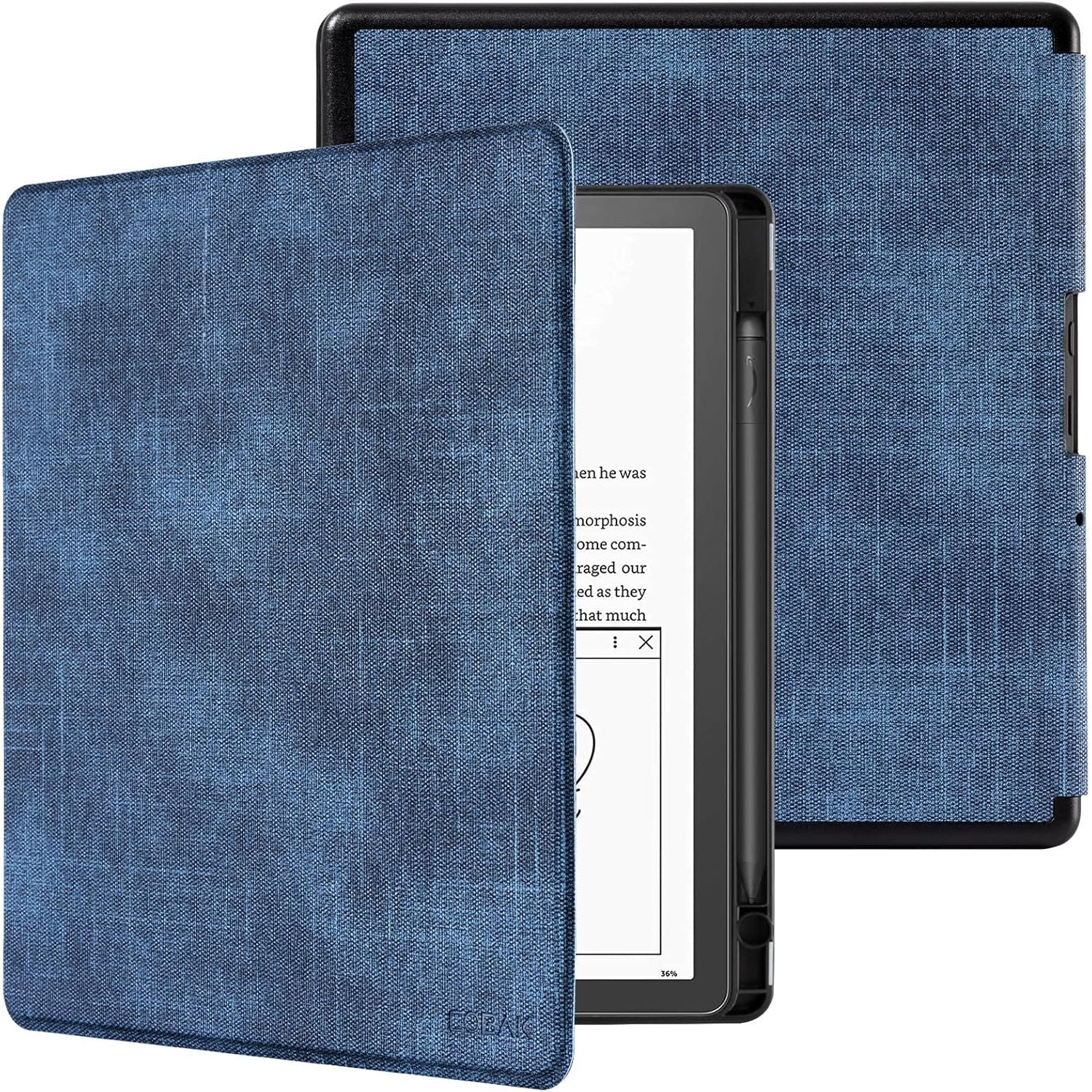 Buy now CoBak Case for Kindle Scribe - All New PU Leather Cover with Auto Sleep Wake Feature for Kindle Scribe 10.2" 2022 & 2024 Released with Pen Holder Fabric Blue at indiglob india