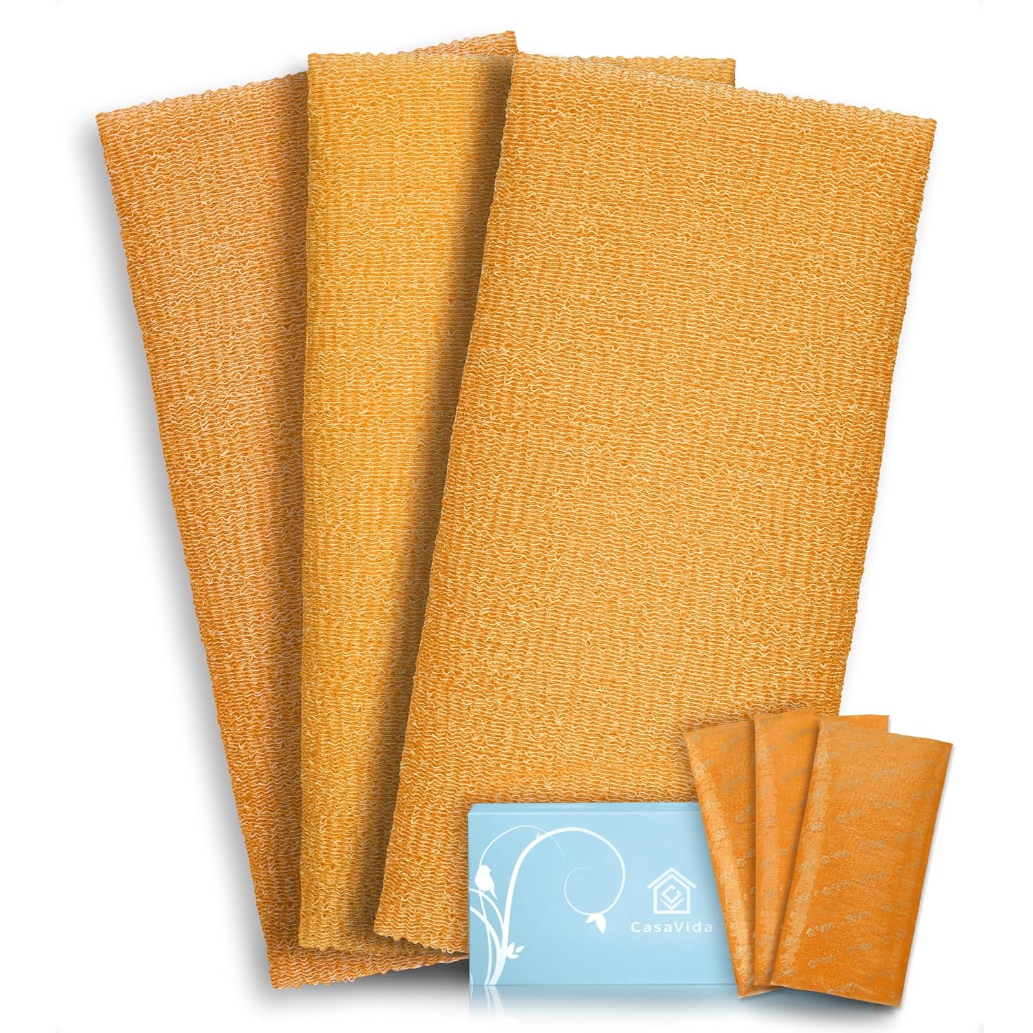 Buy now CASAVIDA Exfoliating Washcloth Back Scrubber for Shower Exfoliating Body Scrubber Japanese Beauty Washcloth African Net Sponge Bath Korean Loofah Towel Wash Cloth Shower Scrub Towel 3 Pack (Pink x 3) Orange x 3 at indiglob india