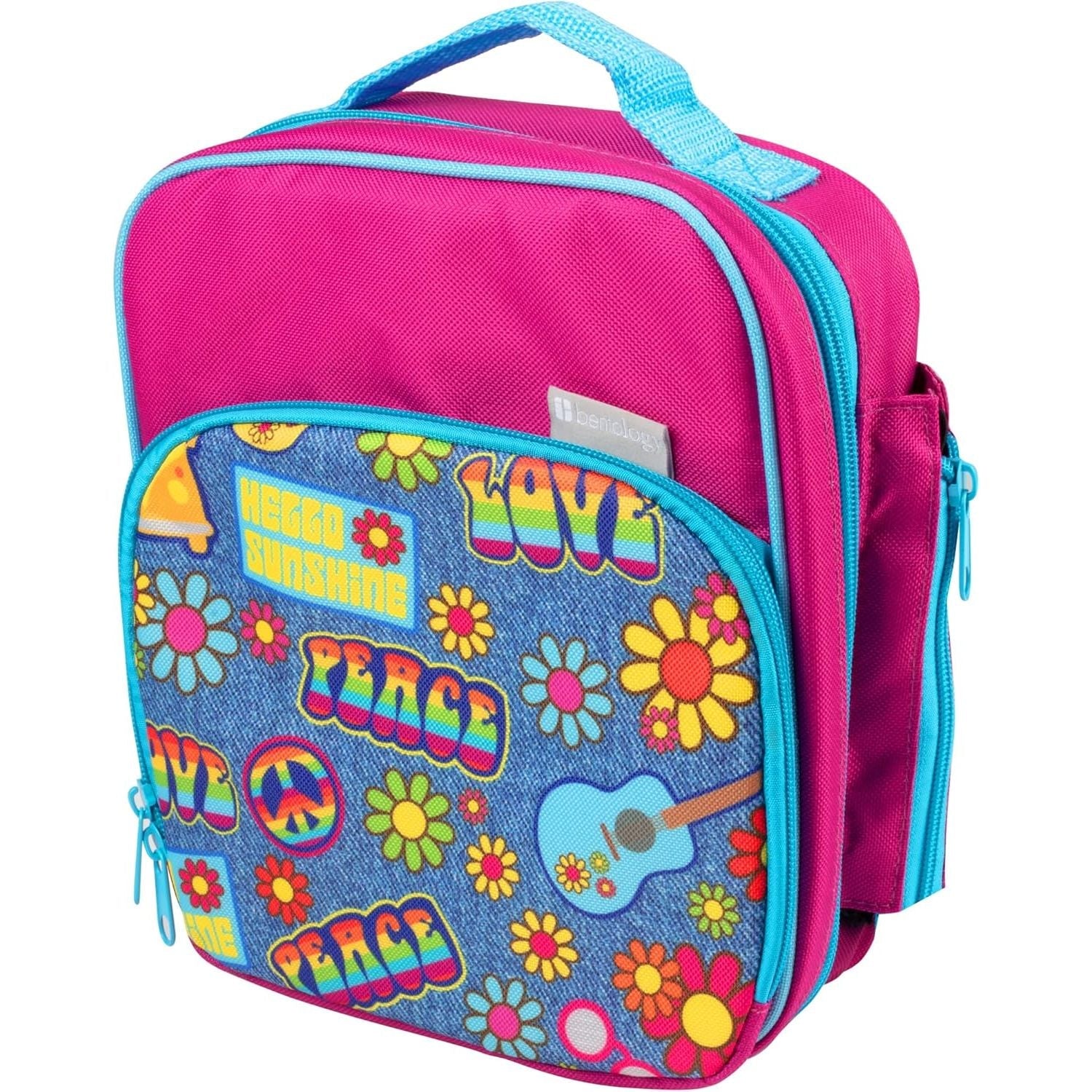 Buy now Kids Insulated Lunch Box w Snack Pocket & Expandable Water Bottle Holder For Girls- Waterproof Lunchbox Tote Keeps Food Hotter or Colder Longer - Reusable Back to School Bag Fits Most Bento Containers Retro Hippie at indiglob india