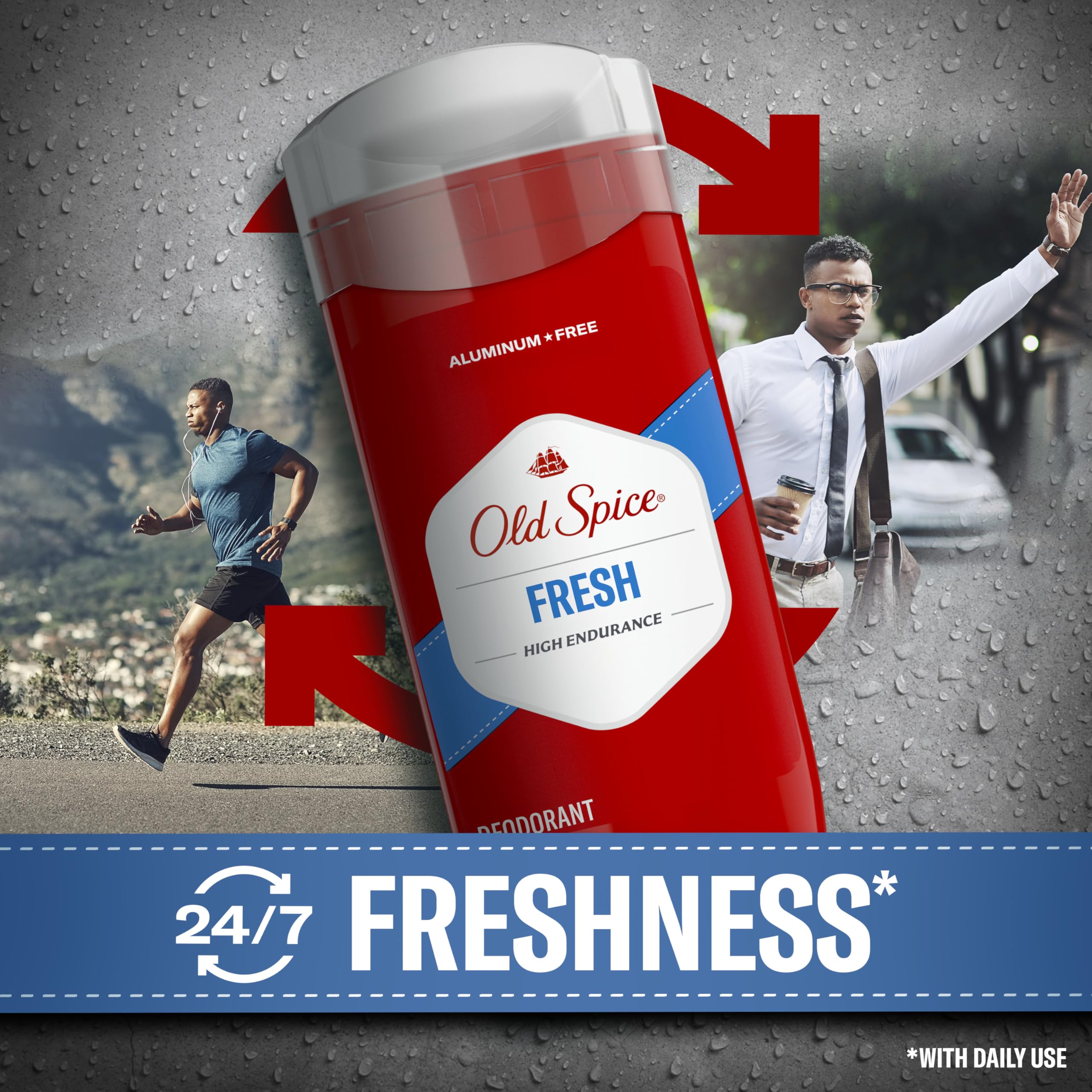 Old Spice Aluminum Free Deodorant for Men, High Endurance, 24/7 Lasting Freshness & Long Lasting Scent, 24/7 Advanced Sweat & Odor Protection, Fresh Scent, 3.0 oz (Pack of 2)