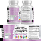Clean Nutraceuticals Collagen Pills 1000mg Biotin 10000mcg Keratin Saw Palmetto Hyaluronic Acid - Hair Skin & Nails Vitamins & DHT Blocker with Vitamin E Folic Acid Pumpkin Seed MSM - 90 Count