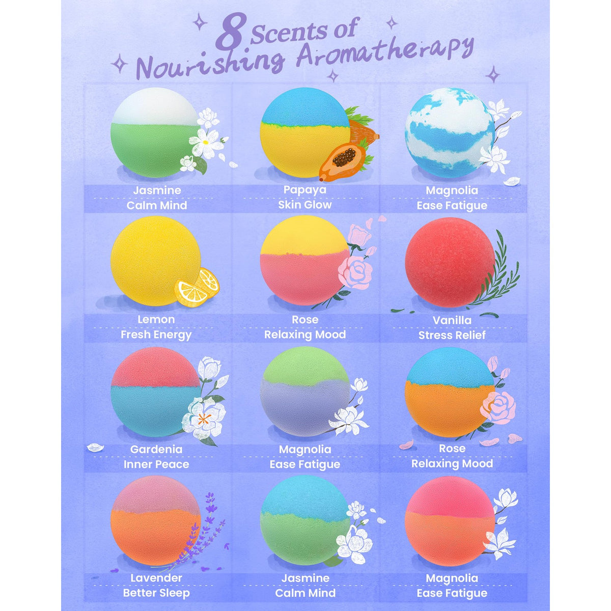 Hemp Oil Bath Bombs Gift Set for Women, 24 Pack Natural Bubble Bath Spa Kit
