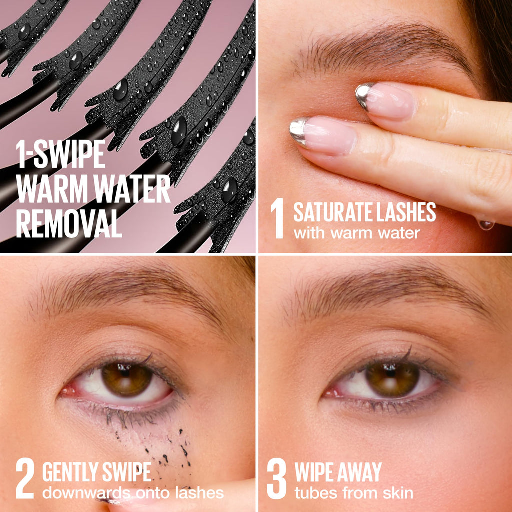 Maybelline Lash Sensational Sky Tubes Tubing Mascara, Extension-Like Lengthening Mascara, 24HR Eye Makeup with Shea Butter & Castor Oil, Very Black, 1 Count
