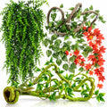 Grddaef Reptile Vines Plants for Terrarium, Flexible Vines Jungle Climbing Branch with Leaves Tank Decor for Snakes Bearded Dragons Geckos Hermit Crabs Lizards Chameleons