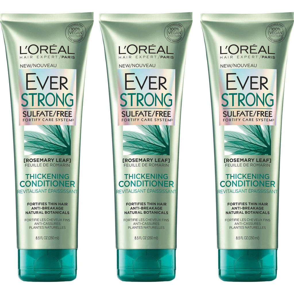 L'Oreal Paris Thickening Sulfate Free Conditioner, Thickens + Strengthens Thin, Fragile Hair, Hair Care with Rosemary Leaf, EverPure, 8.5 Fl Oz (Packaging May Vary)