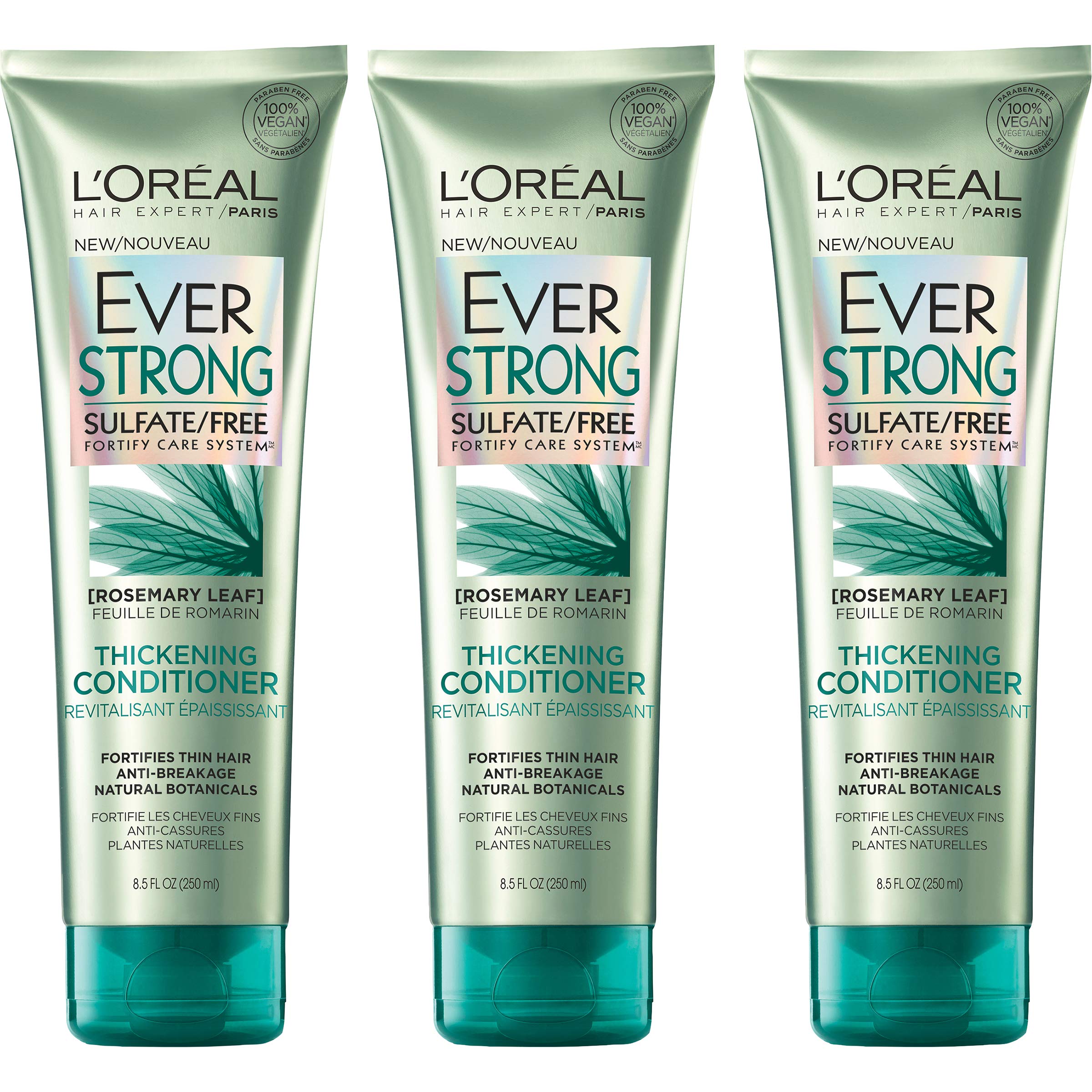 L'Oreal Paris Thickening Sulfate Free Conditioner, Thickens + Strengthens Thin, Fragile Hair, Hair Care with Rosemary Leaf, EverPure, 8.5 Fl Oz (Packaging May Vary)