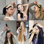 GranNaturals Smoothing & Styling Middle Part Boar Bristle Slick Back Hair Brush w/ Narrow Metal Rat Tail End for Sectioning and Parting Sleek Ponytail Bun - Teasing, Backcombing, Edge Control