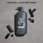 DOVE MEN + CARE Body and Face Scrub, Charcoal Body Wash, 30 oz | For rough skin, Helps exfoliate and hydrate, With charcoal + clay scrub, For daily showers, Micro moisture care