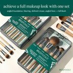 EcoTools 6 Piece Start the Day Beautifully Makeup Brush Set | Natural face and eye look, makeup brush kit for liquid cream or powder, bamboo makeup brushes, storage tin