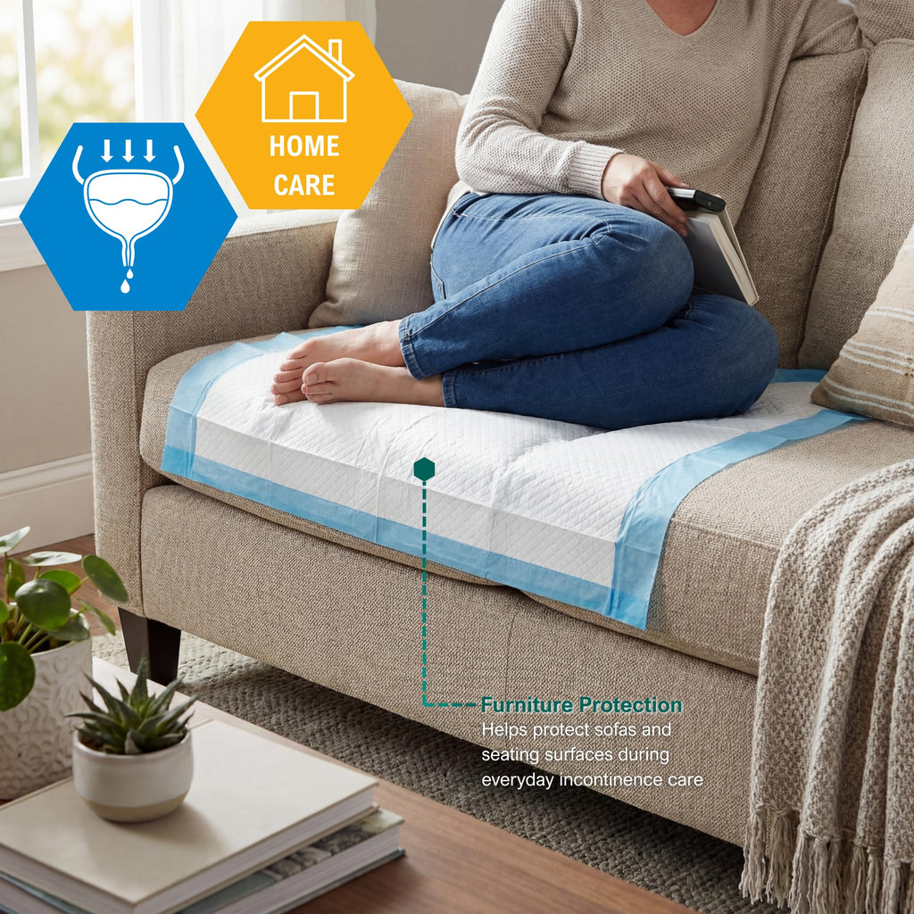 MED PRIDE Disposable Chux Pads 23in X 36in, Super Absorbent Bed Pads for Incontinence, Underpads for Adults, Kids, Pets (50 Count (Pack of 1) Blue/White)