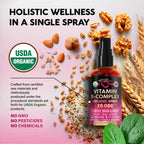 USDA Organic Vitamin B-Complex 20000mcg - B5, B12, B1, B6, B7, B9, B3 - 2Oz