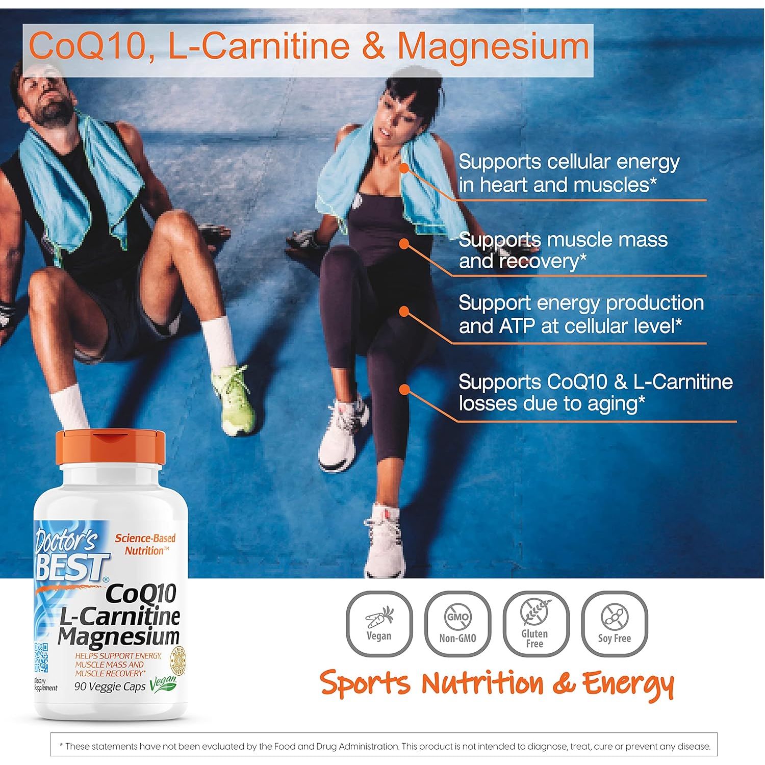 Buy now Doctor's Best Coq10/l-Carnitine/Magnesium Unique Blend, Supports Energy, Muscle Mass & Muscle Recovery, Veggie Caps, 90Count at indiglob india