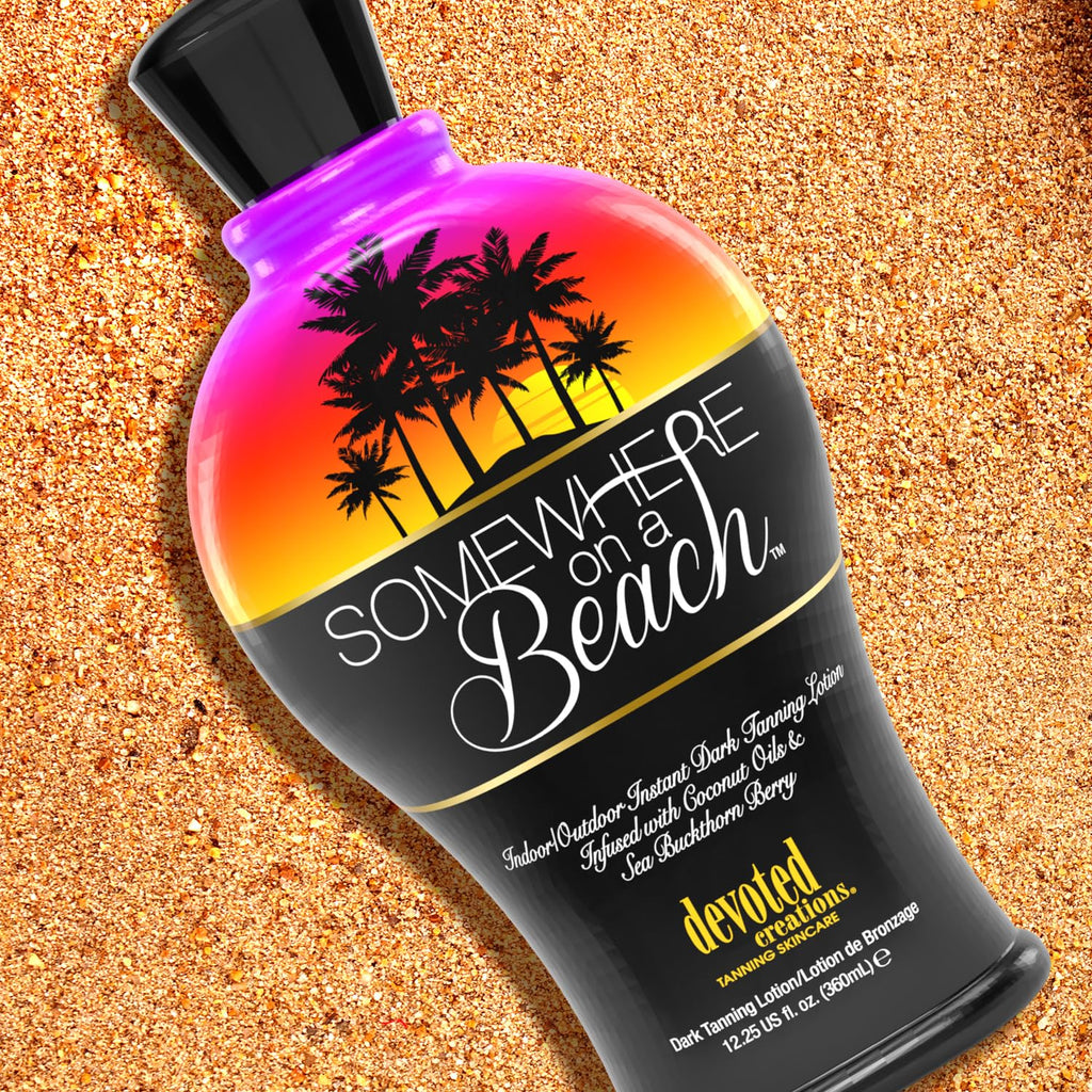 Somewhere on a Beach, Indoor Outdoor, Instant Dark Tanning Lotion 12.25 Ounce