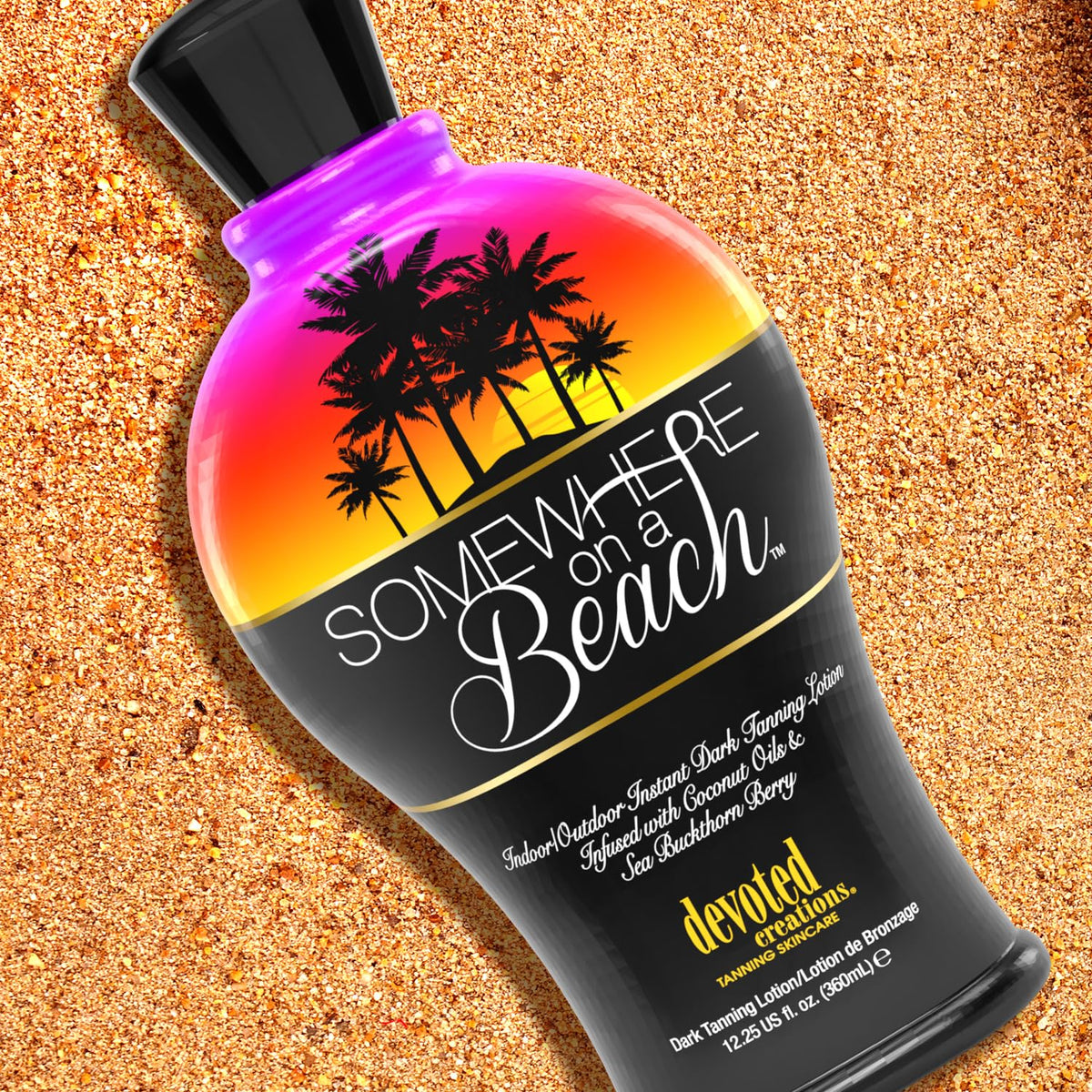 Somewhere on a Beach, Indoor Outdoor, Instant Dark Tanning Lotion 12.25 Ounce