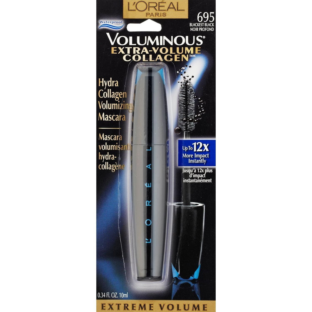 Buy now Lâ€™OrÃ©al Paris Voluminous Extra-Volume Collagen Waterproof Mascara, Blackest Black, 0.34 Ounces at indiglob india