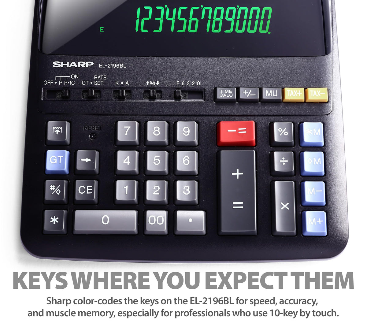 Sharp 12-Digit Two-Color Print Calculator, Black (EL2196BL)