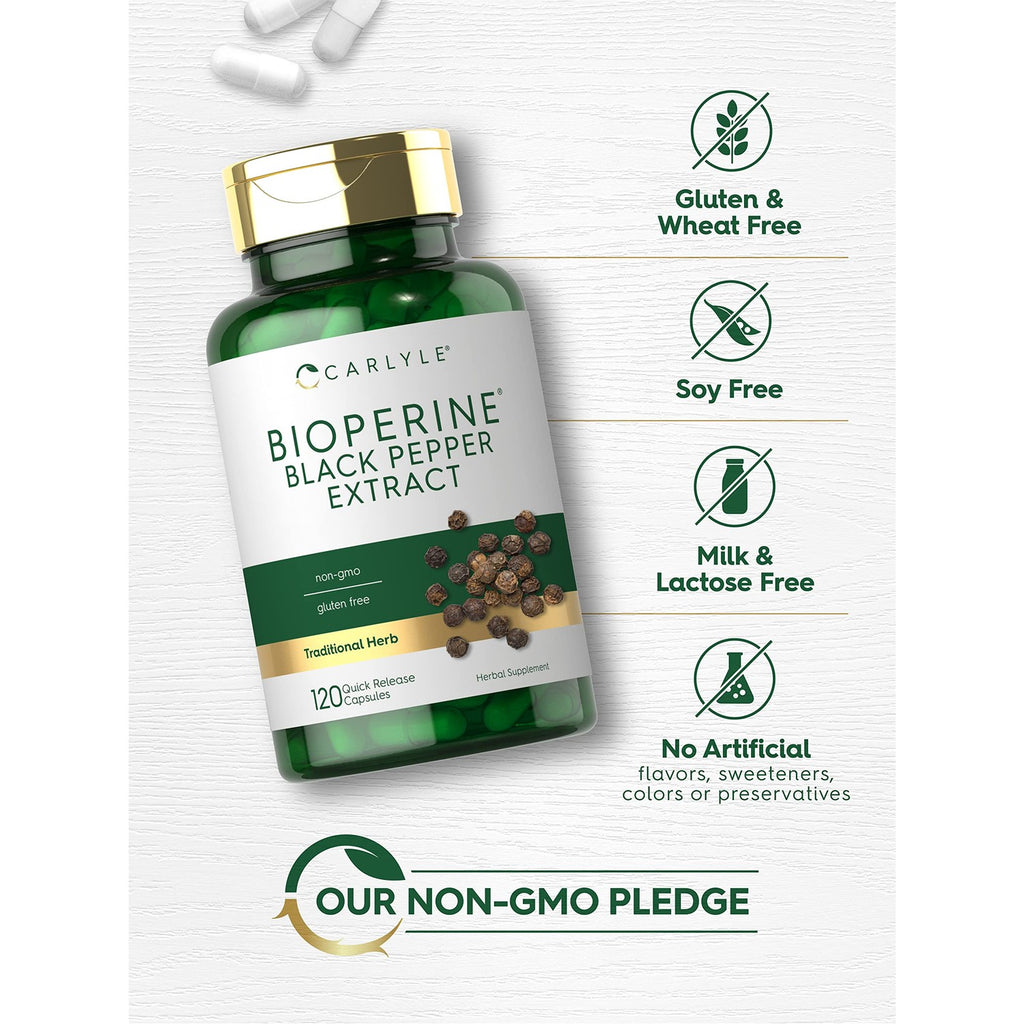 Carlyle Bioperine 10mg | 120 Capsules | from Black Pepper Extract