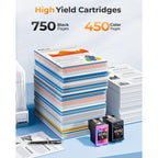 63XL Ink Cartridges Black and Color Replacement for HP Ink 63 XL Combo Pack
