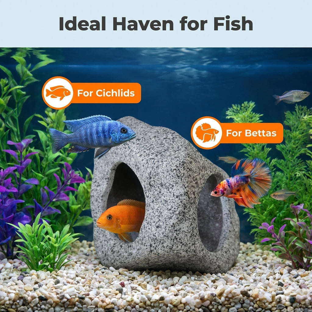 SpringSmart Betta Fish Tank Decor Cave, Aquarium Hideout Accessories