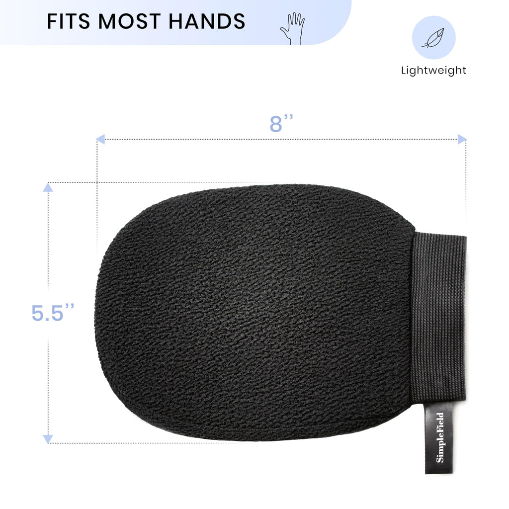 SimpleField Korean Exfoliating Mitt for Remove Dead Skin. 2 Pack 100% Viscose Kessa Deep Exfoliating Gloves for Body Scrub, Keratosis Pilaris and Self Tanning Removal. Easily Smooth Skin Surface.