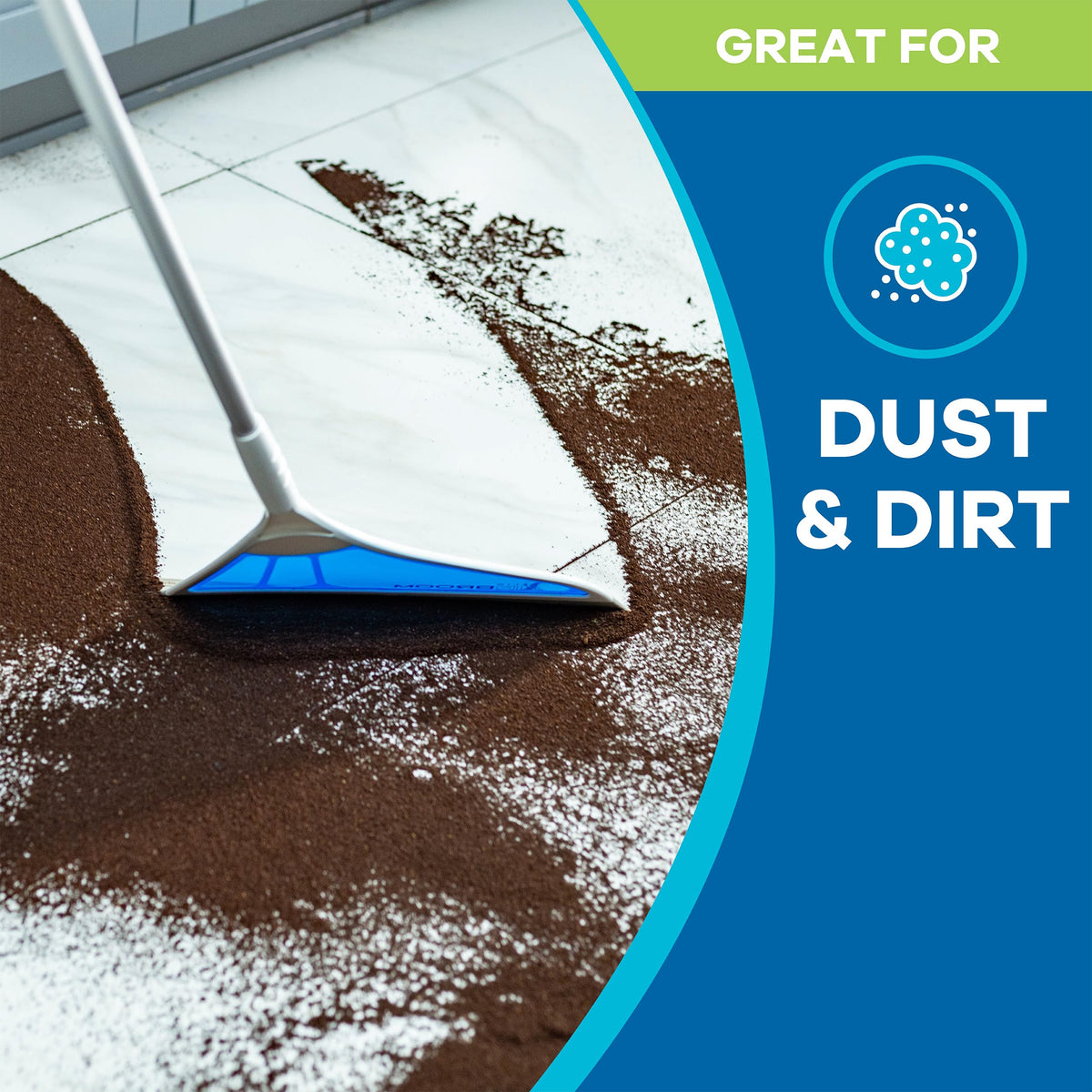 Helio AirBroom 3-Piece Sweeper, Squeegee & Dustpan for Wet/Dry Cleaning