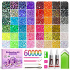 Redtwo 4mm 20000Pcs Bedazzling Kit with Rhinestones | 24 Colors Flatback Rhinestones, 4Pcs 10ml Jewelry Glue and Tools for Clothes, Books, Shoes and Crafts