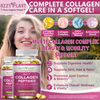 Multi Collagen Peptides Softgel - Type I, II, III, V, X - Hydrolyzed Collagen Peptides with Biotin Vitamin C Hyaluronic Acid for Women & Men, Supports Skin Hair Nail & Joint, Non-GMO, 60 Servings