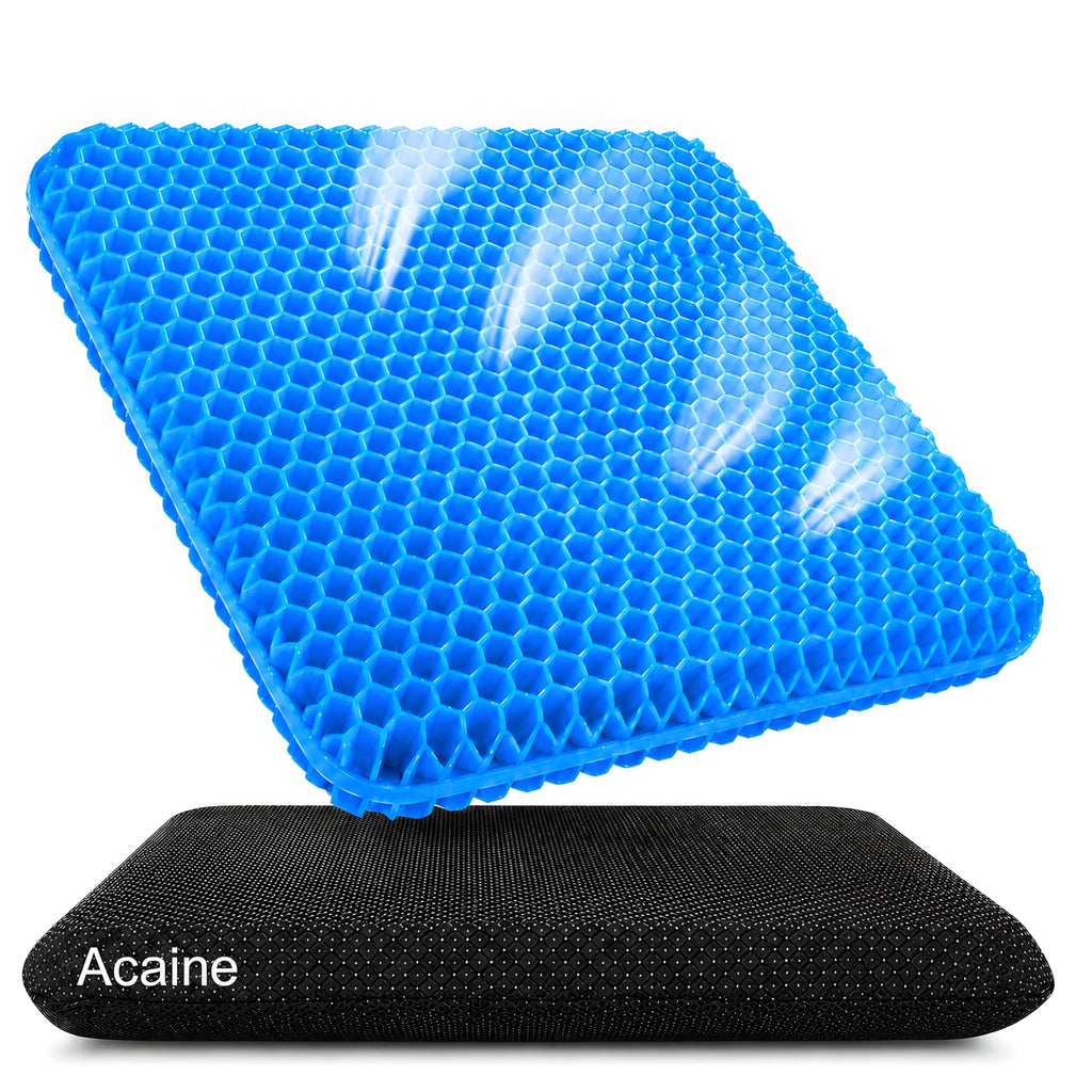 Extra Thick Large Pure Gel Seat Cushion for Long Sitting, Breathable Comfort Cushion for Back, Sciatica, Tailbone & Hip Pain Relief, Washable Portable Cushion for Office Chair, Car, Wheelchair