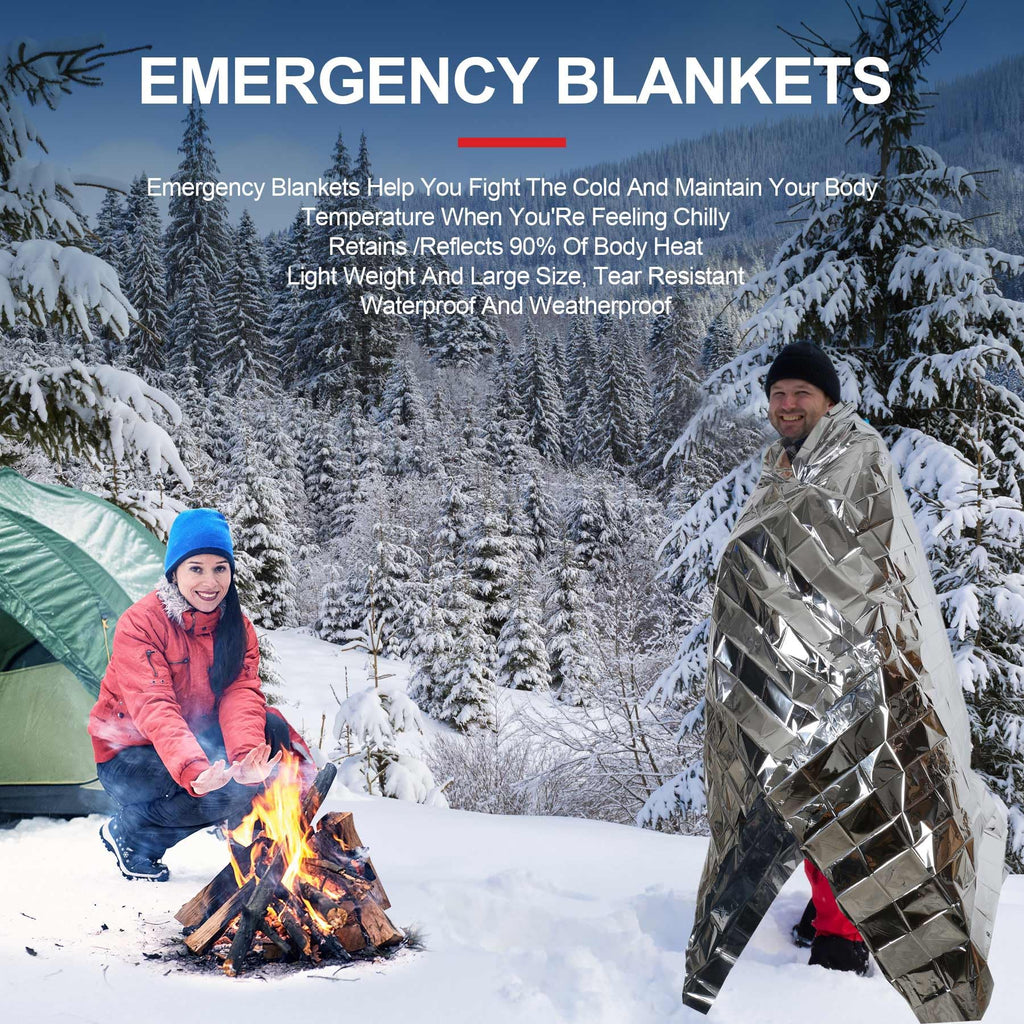 9 Pack Emergency Blankets, Outdoor Survival Emergency Insulated Gear, Mylar Thermal Space Insulated Blanket, Perfect for Camping, Hiking, Running, Marathon, Wilderness Rescue or First Aid